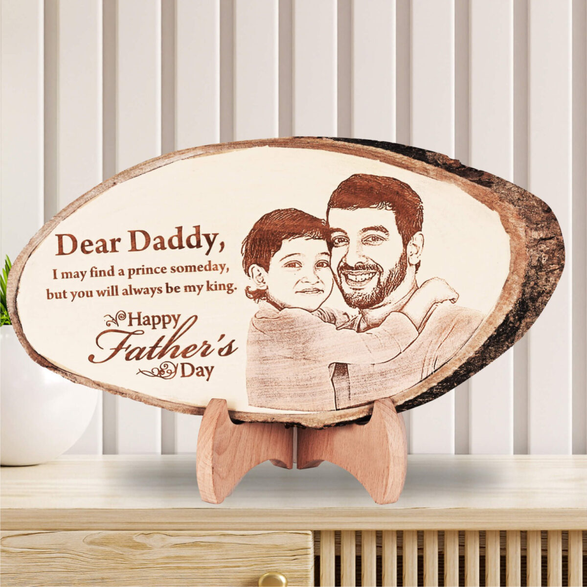 Oval Wooden Engraved Log 10 Inches