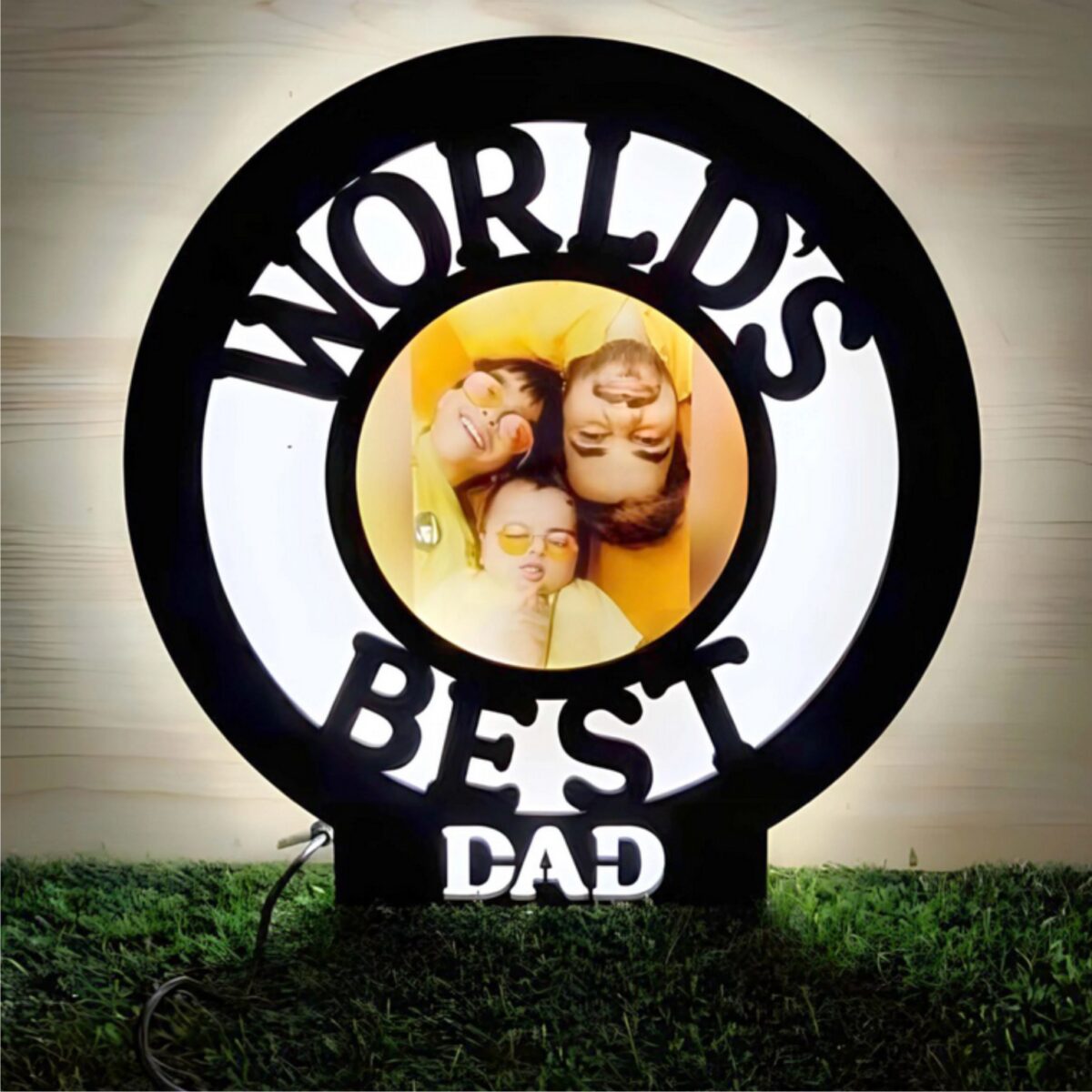 Worlds Best Dad 12x12 Inch Round Night Lamp