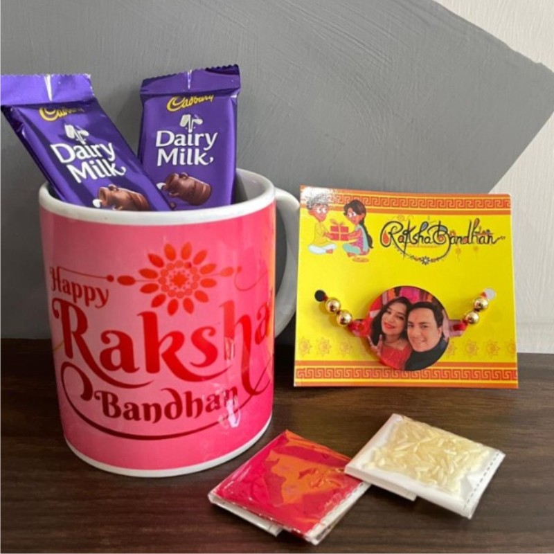 Personalized Mug, Chocolates and Photo Rakhi