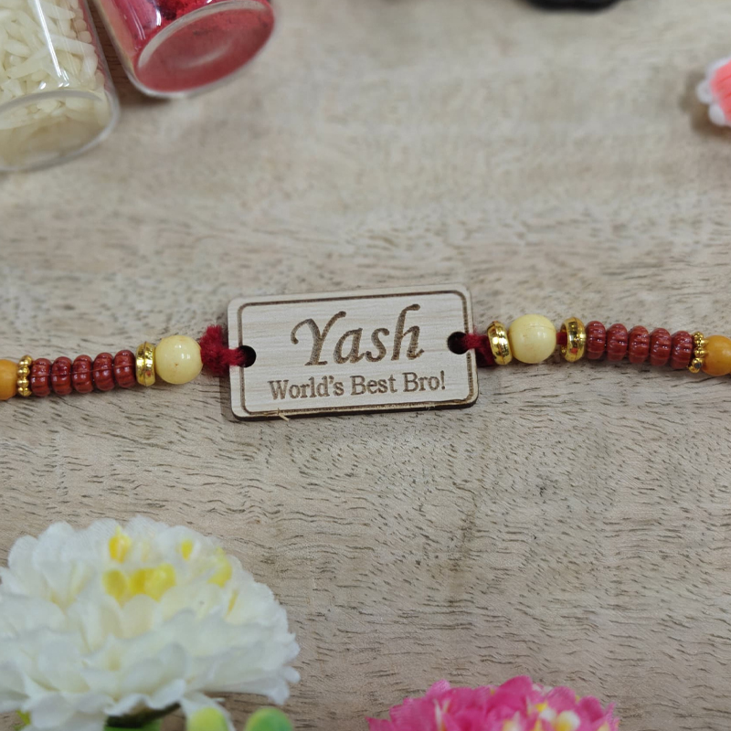 Personalized Wooden Best Bro Rakhi with Name
