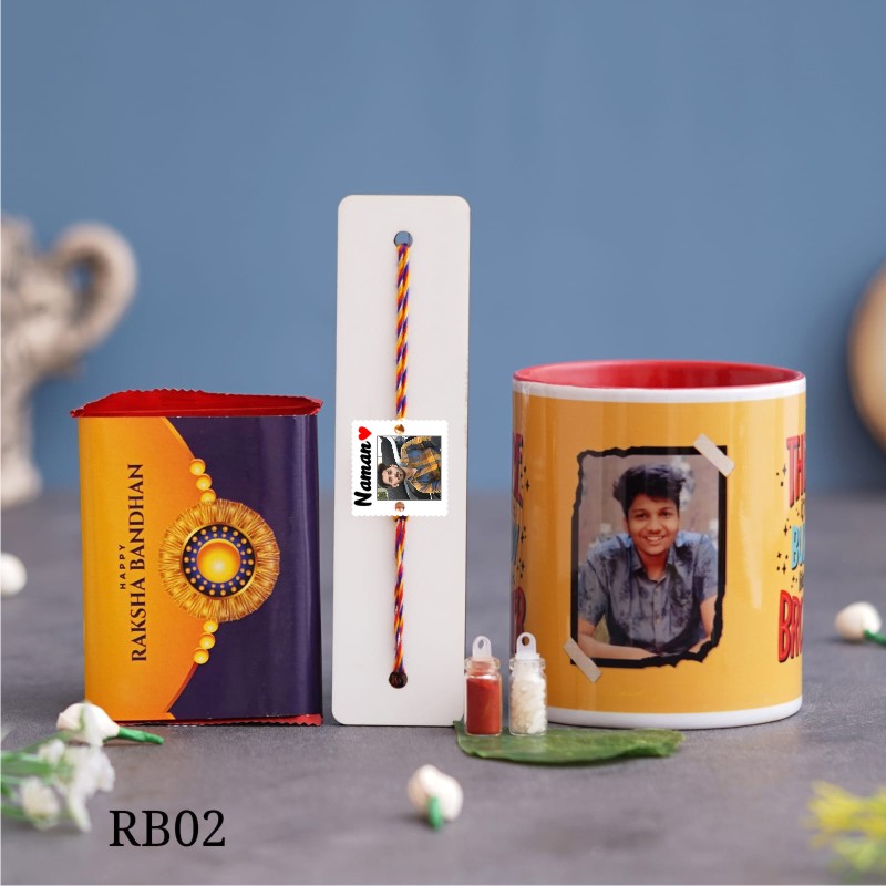 Personalized Color Mug with Rakhi and Chocolate Combo