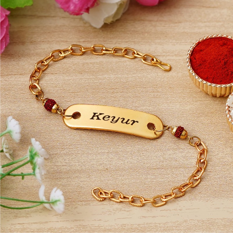 Name Bracelet Pattern Golden Rakhi