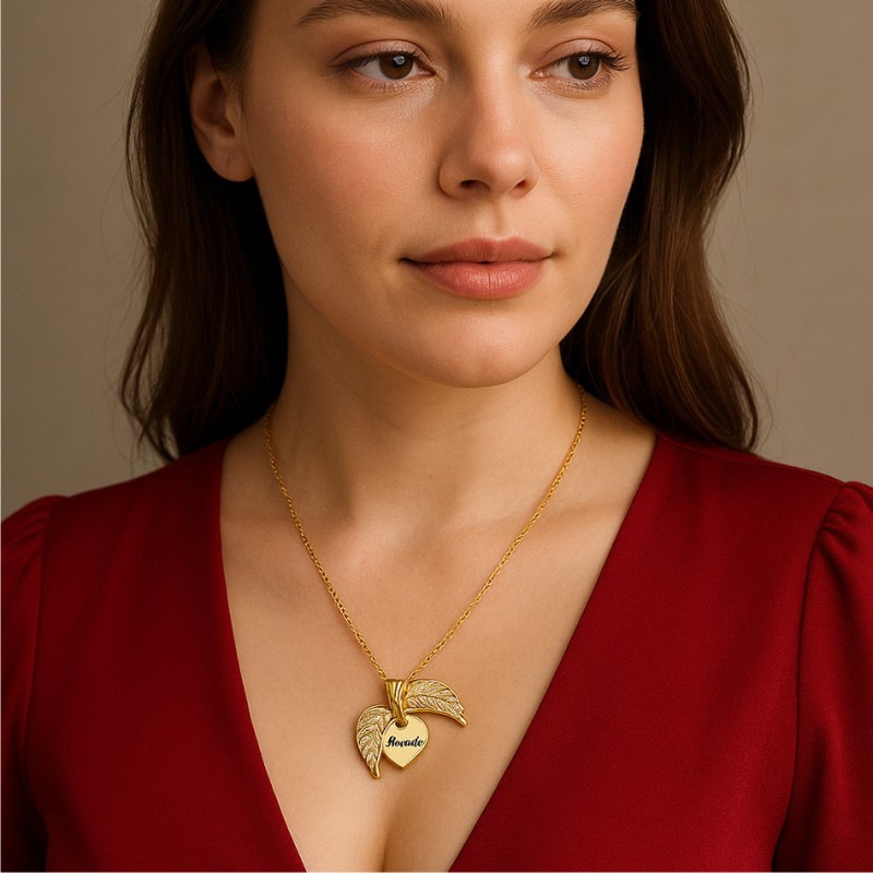 Personalized Golden Wing Name Pendant
