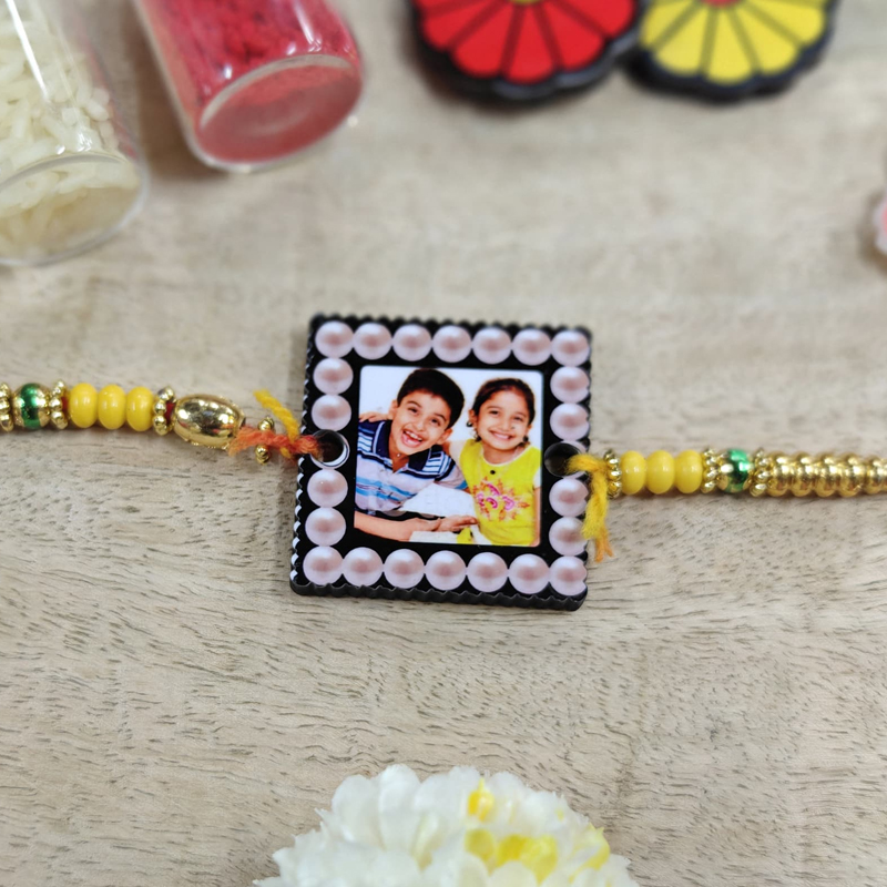 Personalized Pearl Designed Photo Rakhi