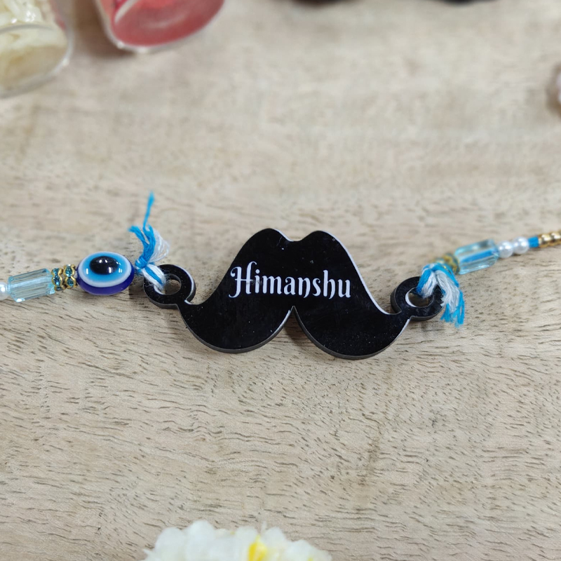 Name Moustache Black Rakhi