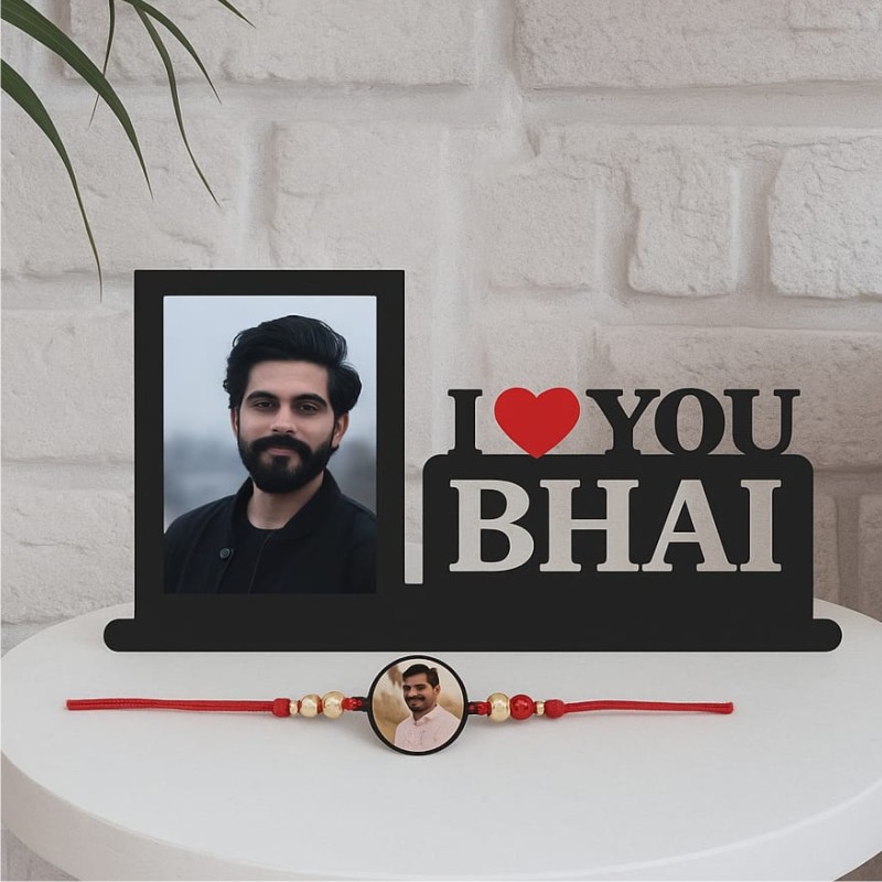 I Love You Bhai Photo Cutout with Rakhi