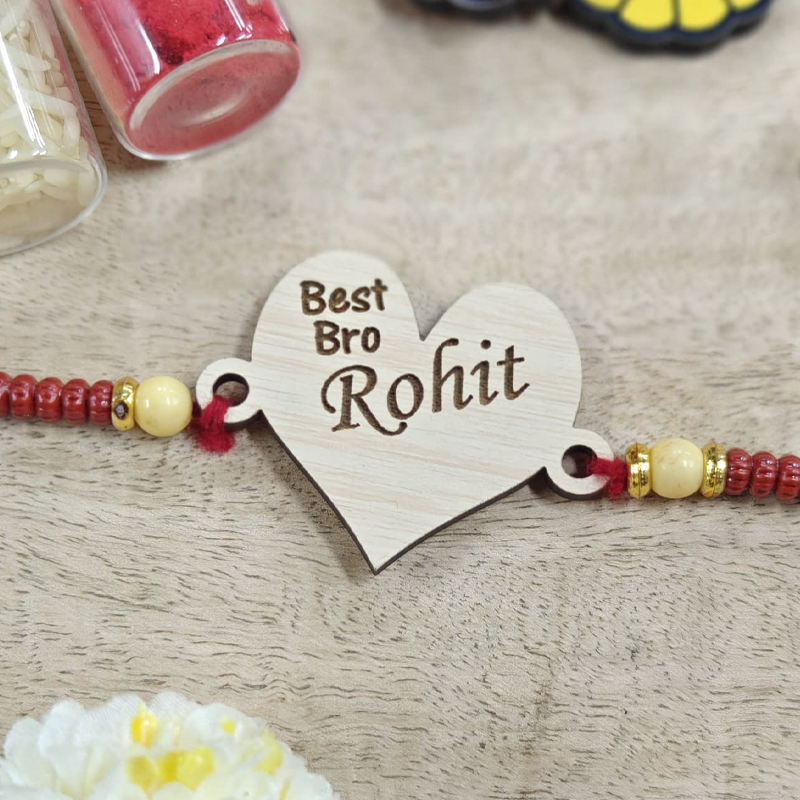 Best Bro Heart Shaped Wooden Rakhi