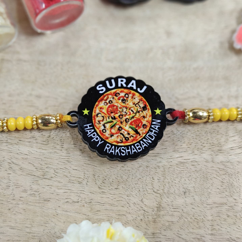 Personalized food Fridge Magnet Rakhi Pizza Design