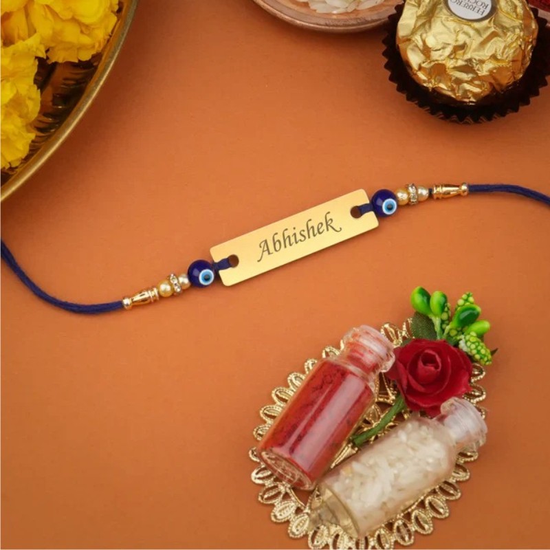 Evil Eye Metal Name Personalized Rakhi