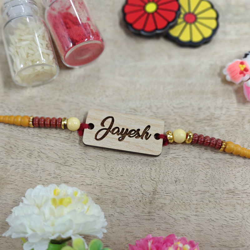 Simple Wooden Name Rakhi